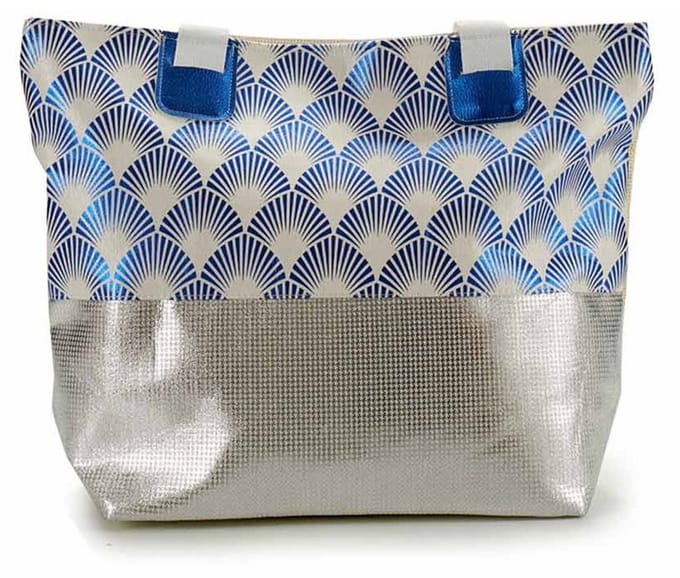 Strandtas Carribean - blauw - glanzend - 37 x 49 cm - Strandshoppers - van polyester