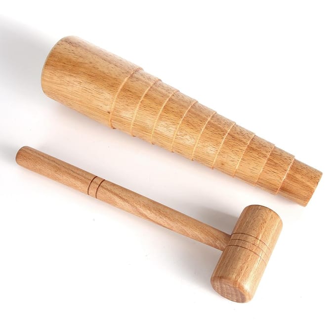 2 stuks   set Houten Mandrel Sizer Sieraden Maken Verstellen Armband Maat Meetstok Hamer Gereedschap Set beige