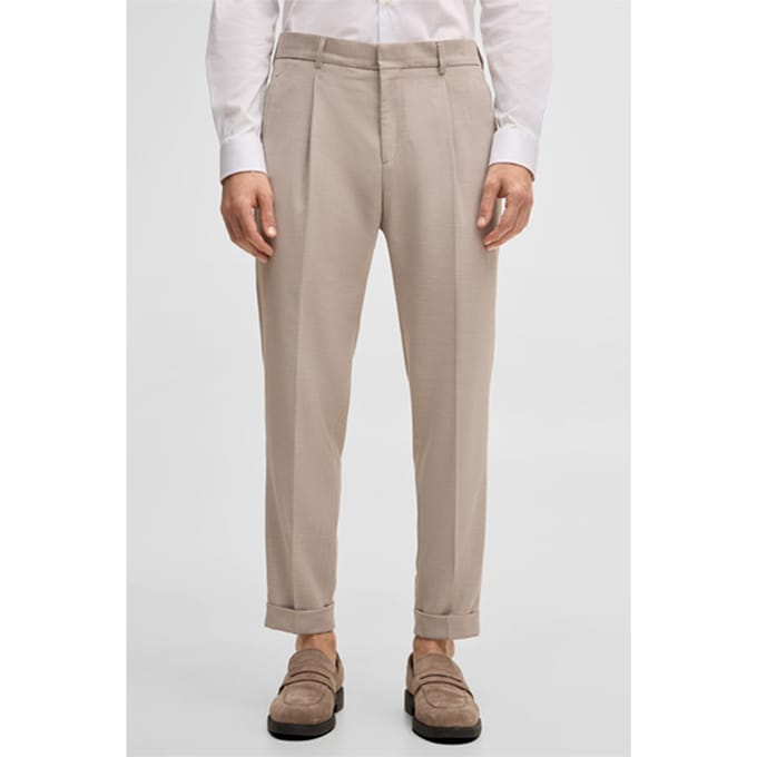 Modulaire pantalon Luis met linnenaandeel, beige