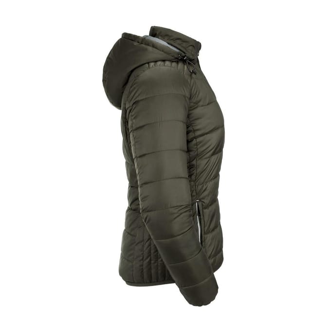 Russell Dames/dames Hooded Nano Jacket (Donkere Olijf)