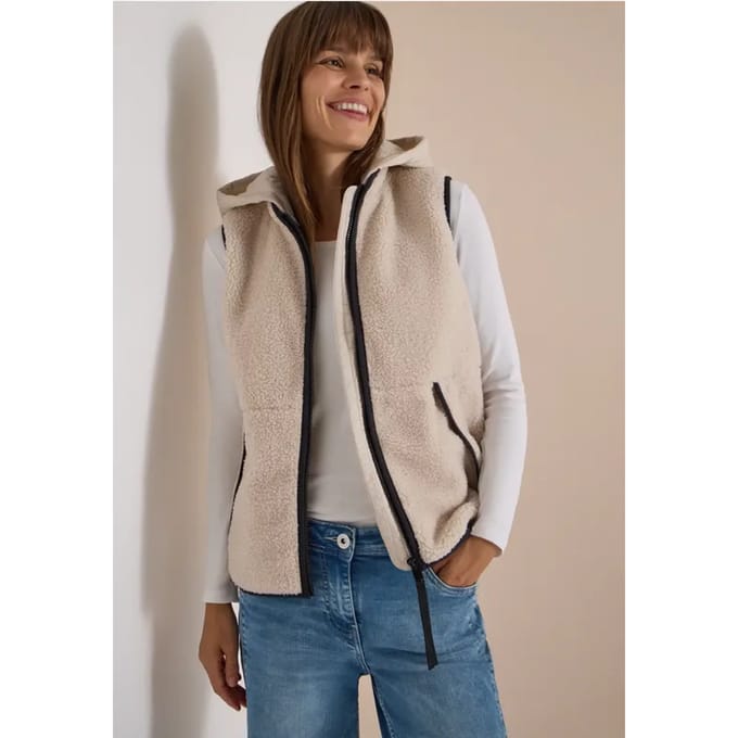 Teddy gilet met afneembare capuchon