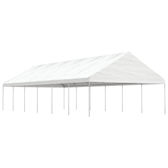 vidaXL - Prieel - met - dak - 13,38x5,88x3,75 - m - polyetheen - wit