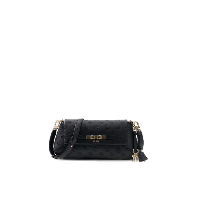 GUESS schoudertas Carmella Flap Crossbody Black Logo zwart