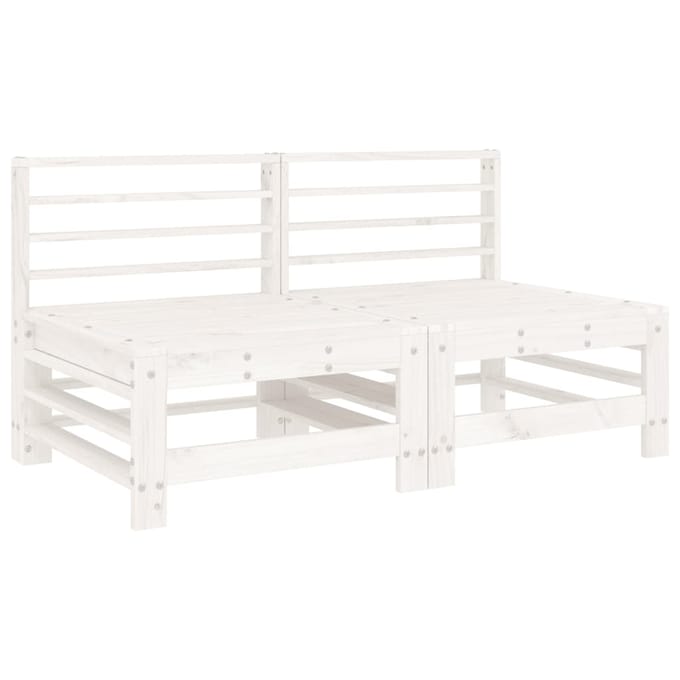 vidaXL - Middenbanken - met - kussens - 2 - st - massief - grenenhout - wit