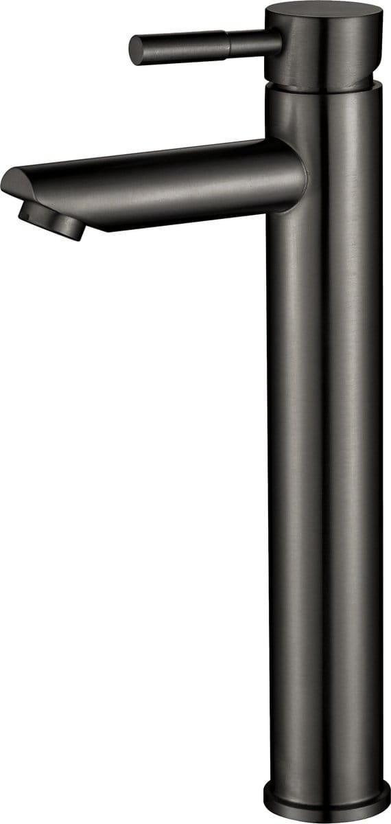 Luzzo® Como Gun Metal Hoog - RVS Wastafelkraan Hoog - Zilvergrijs