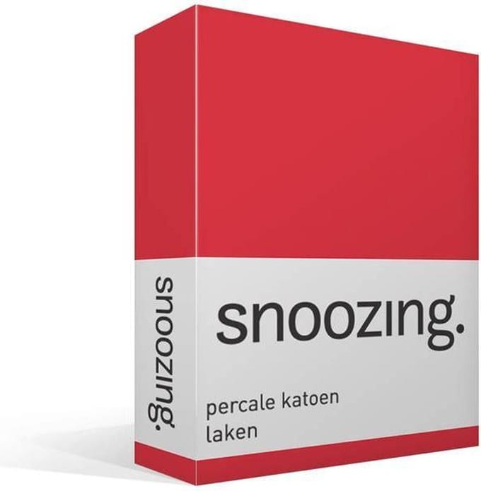 Snoozing - Laken - Eenpersoons - Percale katoen - 150x260 cm - Rood