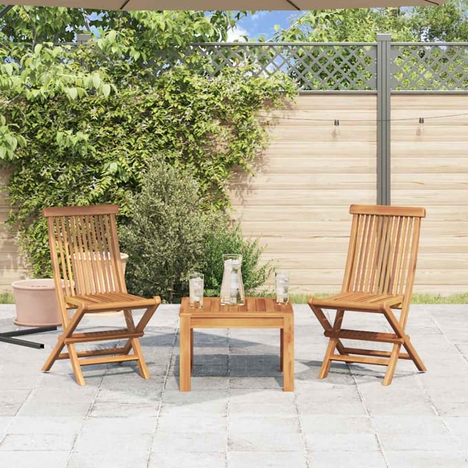 vidaXL - Inklapbare - stoelen - 2 - st - massief - teakhout