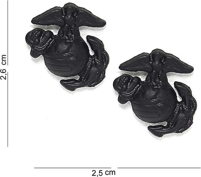 Embleem metaal USMC zwart 2 st. pin