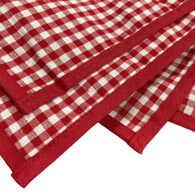 Servetten - Rood-Wit Fijn Geruit - Brabants Bont – Set van 6 – 40x40 cm