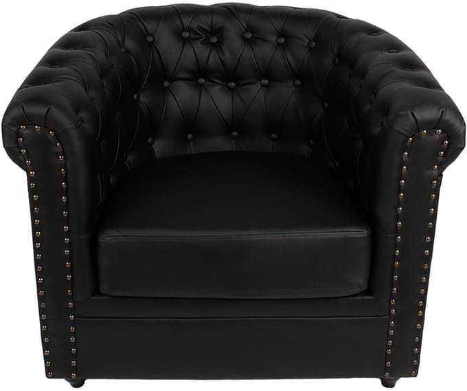 Clayre & Eef Fauteuil met Armleuning 80x75x72 cm Zwart Kunstleer