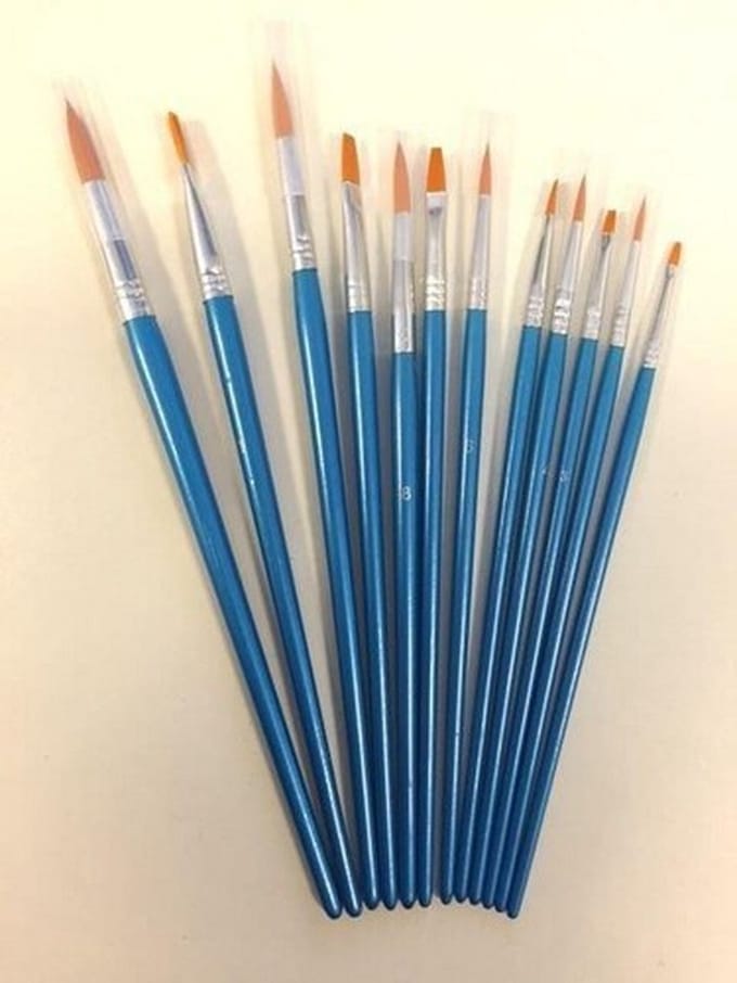 Penselen Set - 12 Verschillende Maten -6 x rond - 6 x plat