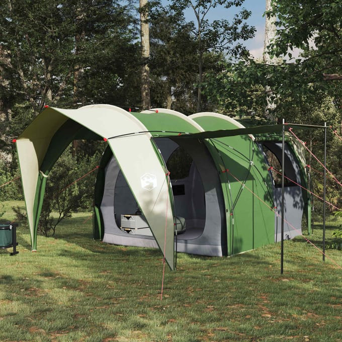 vidaXL - Tunneltent - 4-persoons - Groen - 185T - Polyester - met - PU - Coating