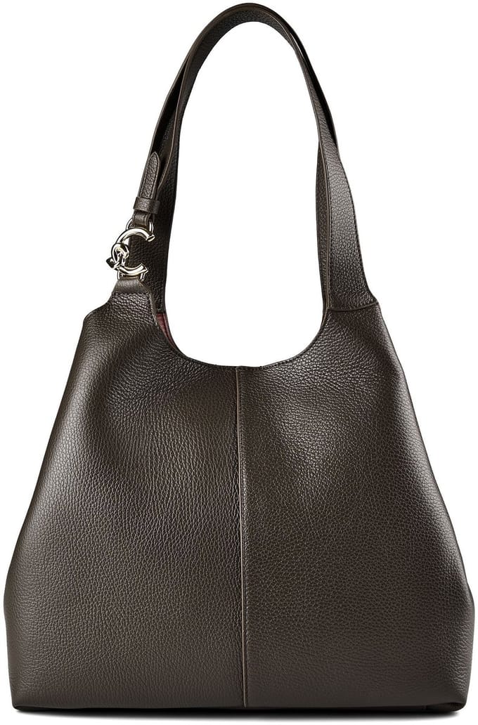 COCCINELLE Leren schoudertas C-Easy Shopper Fango donkergroen