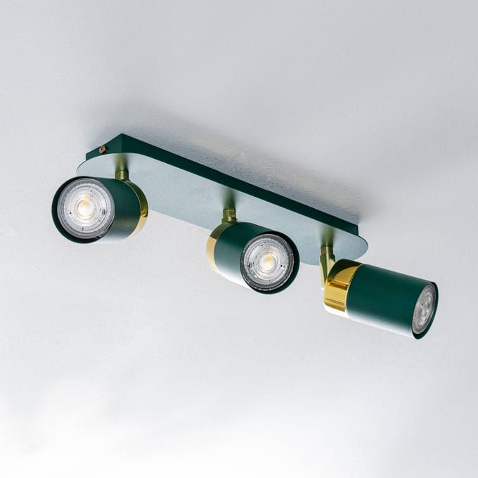 Eko-Light Plafondspot Joker, groen/goud, 3-lamps