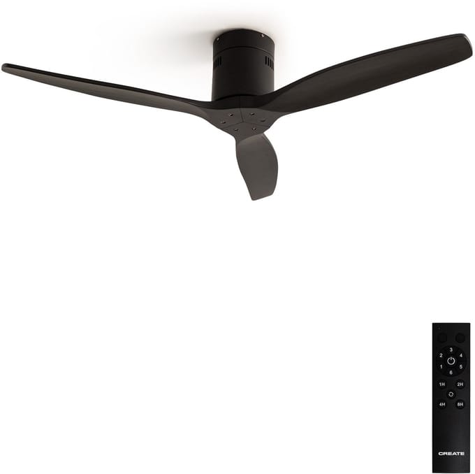 CREATE - Plafondventilator 40W silent 100% hout - S - Geen licht - Afstandsbediening - WIND CALM NATURAL WOOD