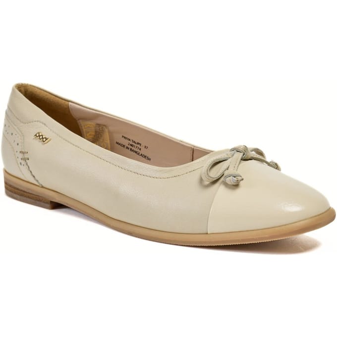 Pod Priya Leren Dames Taupe Ballerina's
