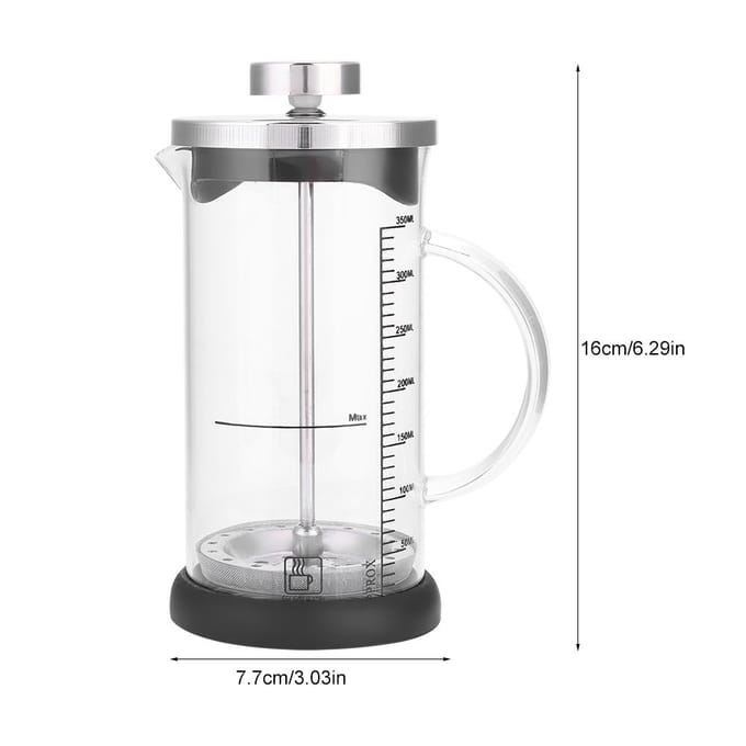 Cafetière multifonctionnelle transparente en verre résistant à la chaleur avec poignée Maison Bureau(350ml) white