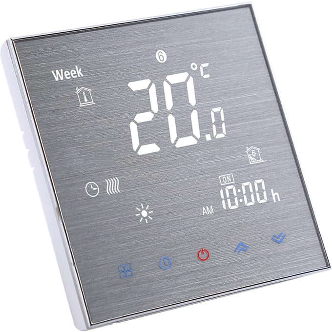 BTH-2000L-GA Water Vloerverwarming Thermostaat Digitale Temperatuurregelaar Groot LCD-scherm Touch Button Control 5A AC 95-240V GA wit