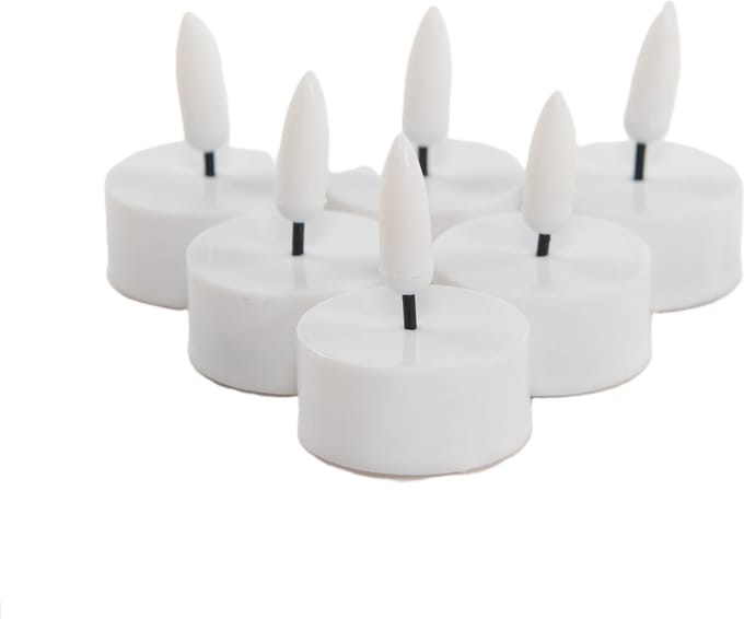 Anna's Collection LED theelichtjes/waxinelichtjes - 6x st - wit - D4 x H2 cm