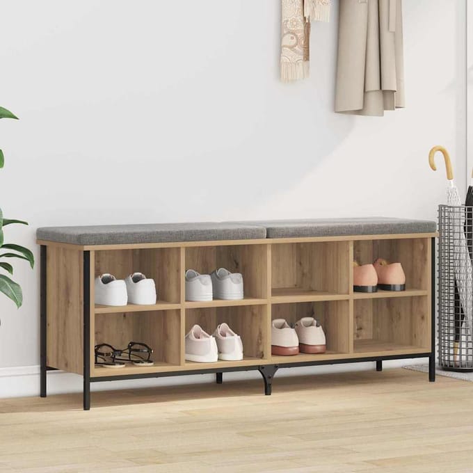 vidaXL - Schoenenkast - 131 - x - 35 - x - 50 - cm - Geengineerd - Hout - en - IJzer