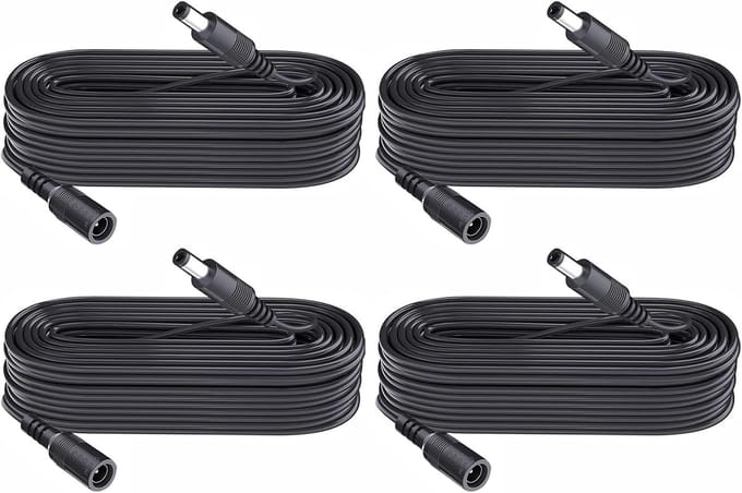 4x DC 12V Verlengkabel 1 Meter voor CCTV Camera, LED Strip & Verlichting - 5.5x2.1mm Connector
