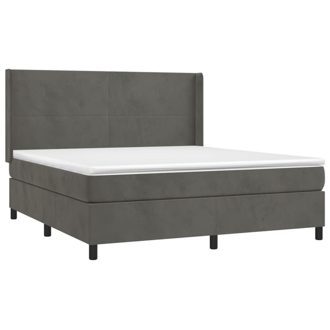 vidaXL - Boxspring - met - matras - fluweel - donkergrijs - 180x200 - cm