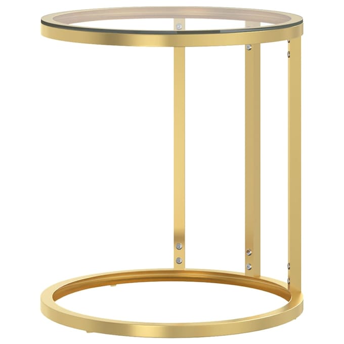 vidaXL - Bijzettafel - 45 - cm - gehard - glas - goudkleurig - en - transparant
