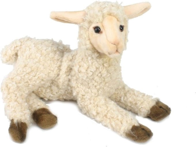 Hansa Lam schaap knuffel - liggend - 23 cm - luxe kwaliteit - levensecht - pluche