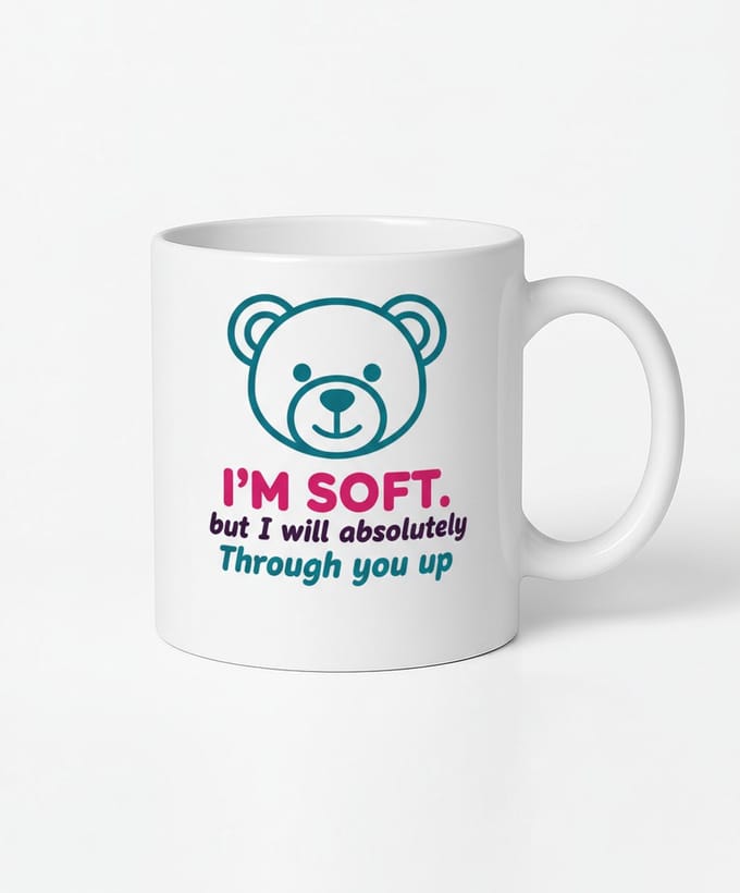 I'm Soft Teddybeer Mok - Grappige Koffiemok met Tekst