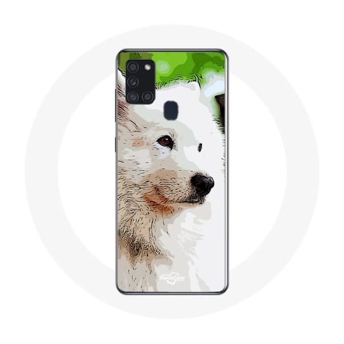 Samsung Galaxy A21S Hoesje Witte Samojeed Hond wit