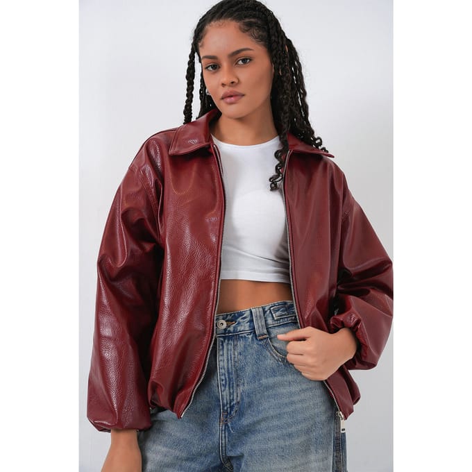 Oversized Faux Leather Ritsjack