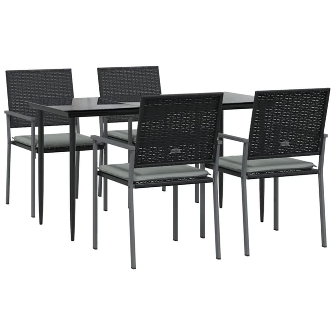 vidaXL - 5-delige - Tuinset - met - kussens - poly - rattan - en - staal