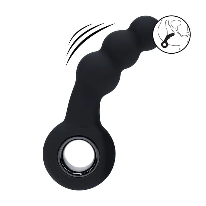 Vibrerende Parelsilicone Prostaatmassager met Lussysteem - Zwart