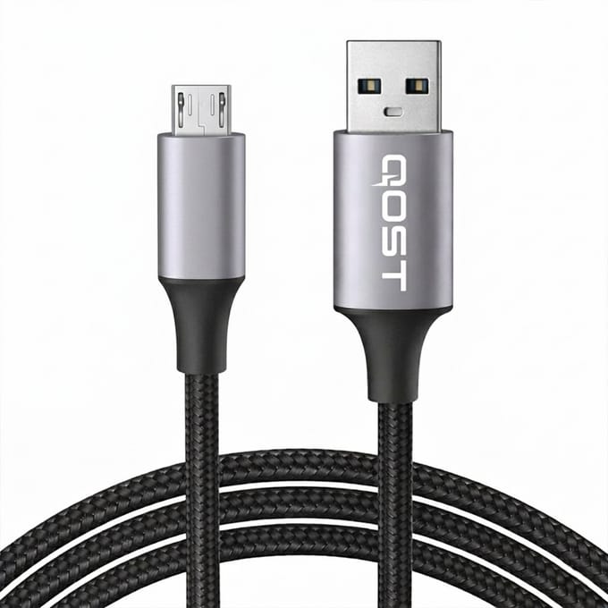 Qost - USB-A naar Micro USB Kabel - Spacegrey - 1 Meter - Data & Opladen - Geschikt voor PS4 / Xbox One / Android