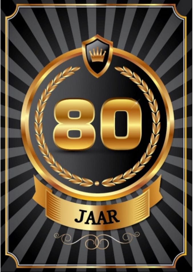Bellatio Decorations Verjaardag deurposter - 80 jaar - 59 x 42 cm - leeftijd feestartikelen