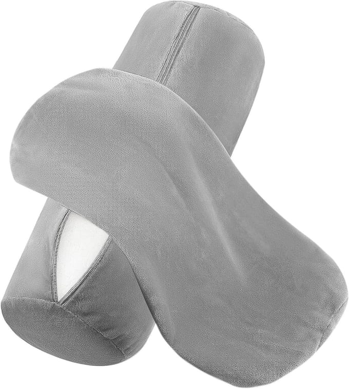 Allecto Plus - Set van 2 grijze nekrolhoesjes 40 x 15 cm met ritssluiting