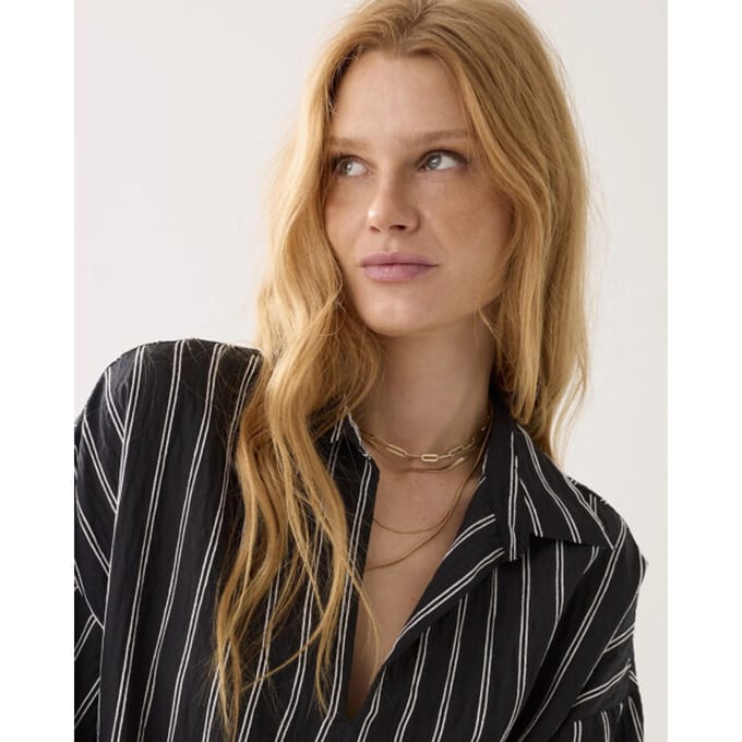 Summum 2s3420-12389 985 top chenille stripe blackivory