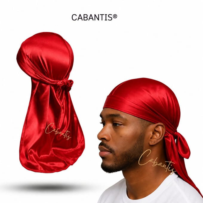 Cabantis® Durag Heren – Satijn Waves Cap – Anti-Haarbreuk – Lange Banden – Ademend – Unisex – Rood