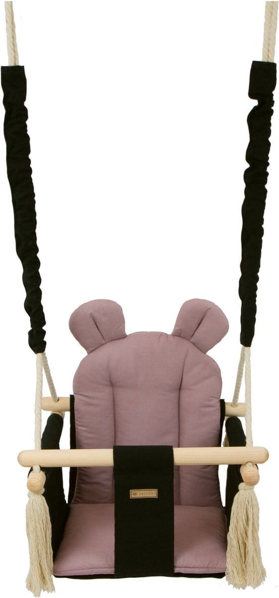 Babyschommel - babyswing - met oren - max. 20 kg - zwart, lichtroze
