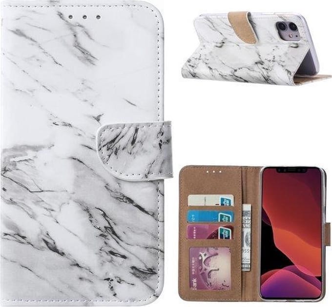 Bookcase Geschikt voor: iPhone 11 Pro - Marmer - portemonee hoesje