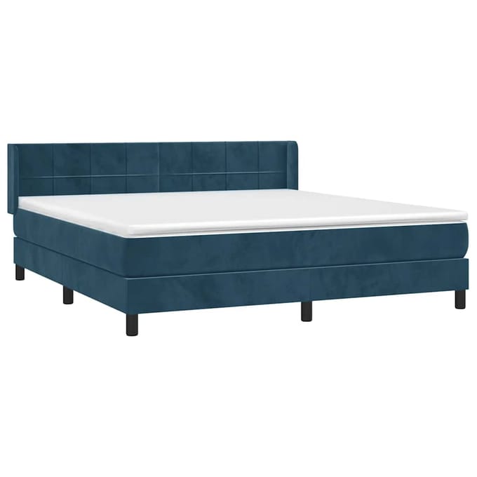 vidaXL - Boxspring - met - matras - fluweel - donkerblauw - 160x200 - cm