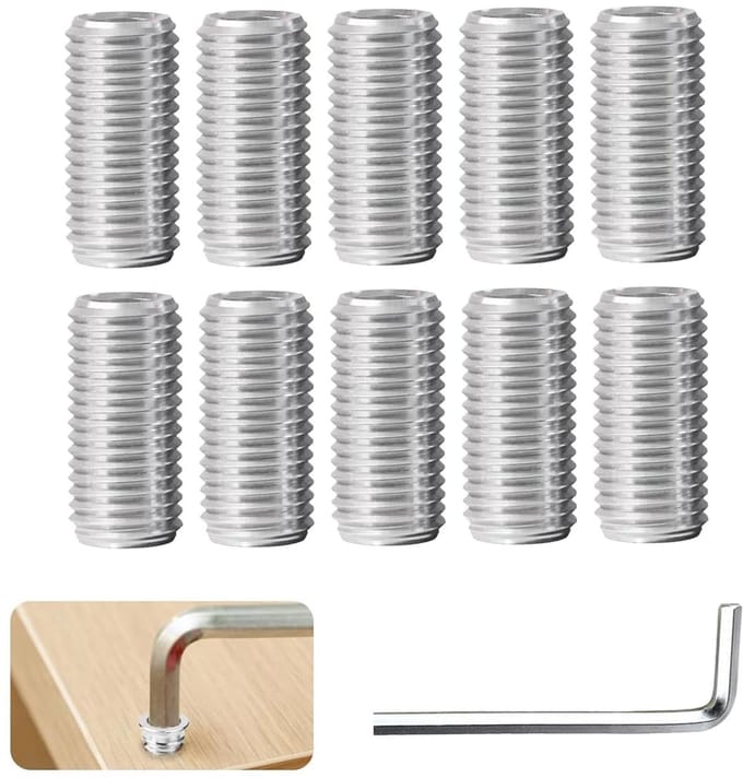 NTHProducts - Thread Nuts - M8 naar M5 - Robuuste bevestiging - Zilver - Hex Insert - Ideaal voor meubels - 10 stuks