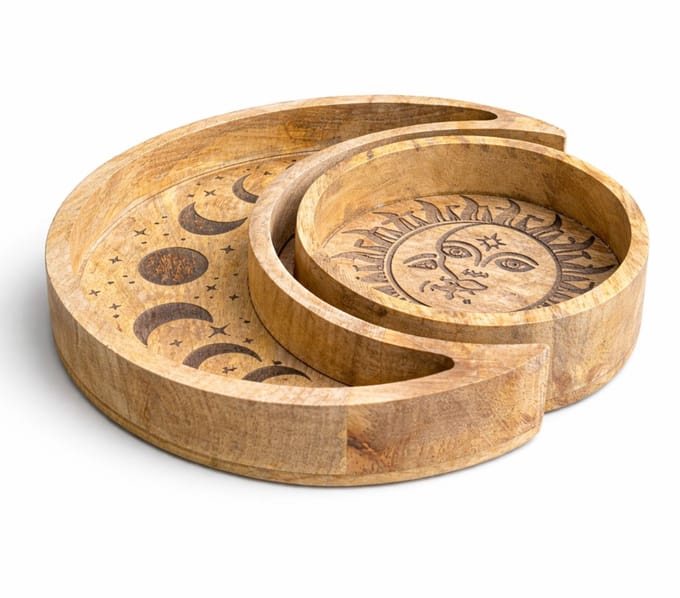 Moon Shaped Round Tray S/2