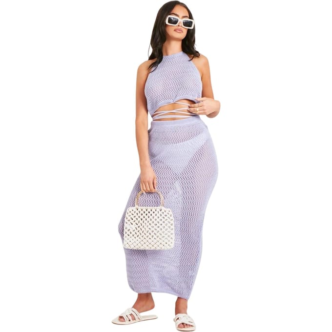Missy Empire Dames/Dames Gebreide Maxi Rok (Lila)