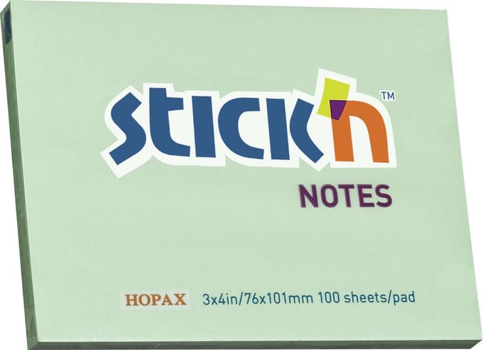 Stick'n sticky notes - 76x102mm - pastel groen - 100 memoblaadjes