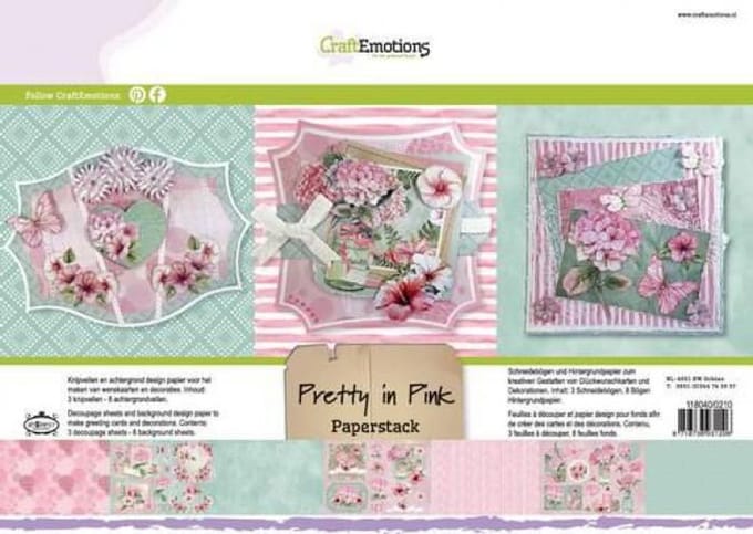 CraftEmotions Paper stack Pretty in pink 11 vel A4