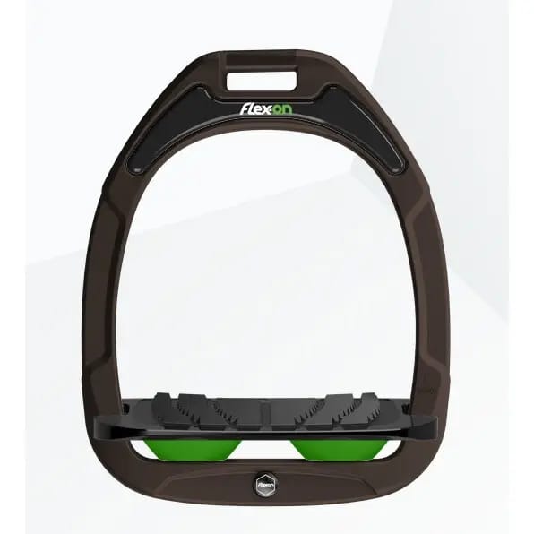 Ingelaste stijgbeugels bruin/zwart/groen Flex-On Green Composite