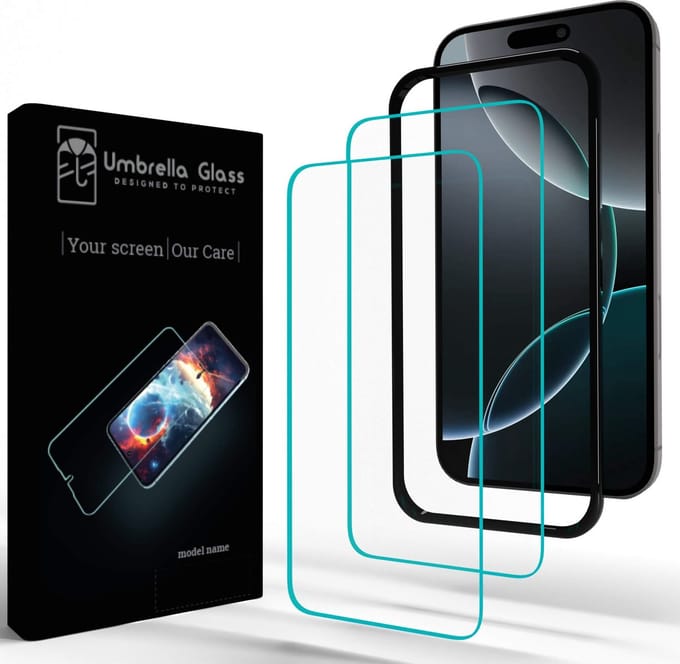 Umbrella Glass Screenprotector - Geschikt voor Apple iPhone 16 Plus - 0,33 mm - Met applicator