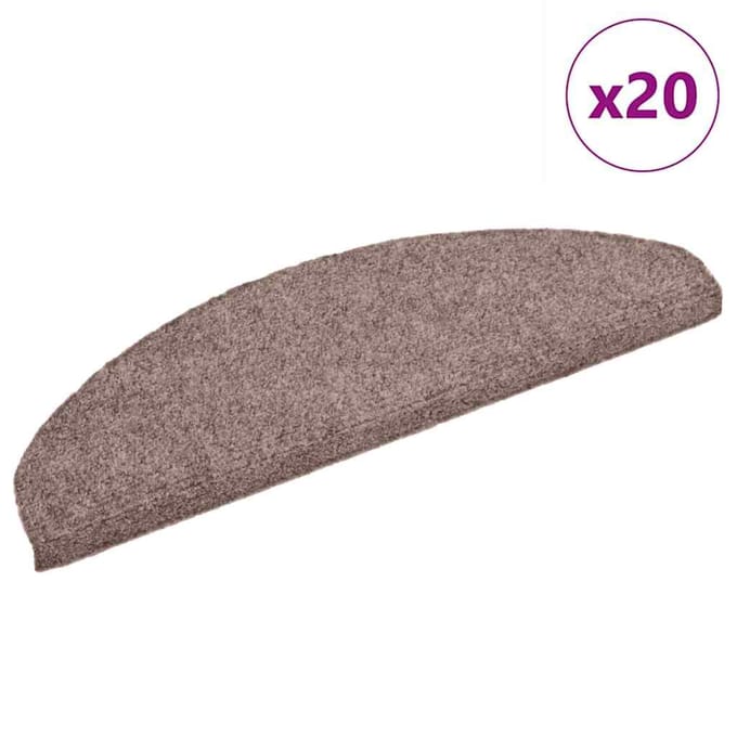 vidaXL - Trapmatten - Zelfklevend - 20 - stuks - 65x21x4 - cm - lichtbruin - Halfrond - Groot