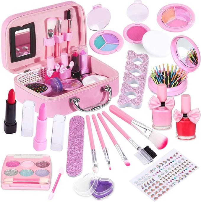 Kinderschminkset voor Meisjes met Zeemeermin Tas - Wasbare Make-up voor Creatief Spel